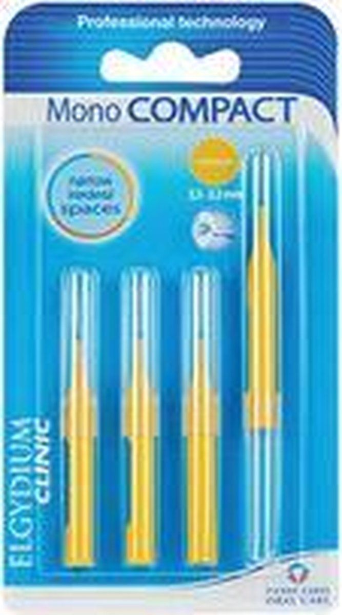 Elgydium Mono Compact Toothbrush 2.5-2.2 Mm (4 Pcs) - Interdental Brushes Yellow