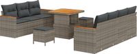 vidaXL Tuinbank - Set - 10 - st - Grijs - poly - rattan
