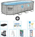 Bestway Ovaal Power Steel Swim Vista Zwembad - Steenprint - 549 x 274 x 122