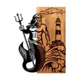 Elegant decoratief houten wandaccessoire, walnoot & zwart, 45 x 58 x 3 cm
