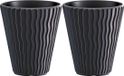 Prosperplast Plantenpot/bloempot Sand Waves - 2x - buiten/binnen - kunststof - antraciet - D35 x H38 cm - met binnenpot