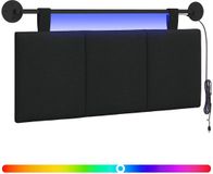 vidaXL Hangend hoofdbord Met LED-verlichting Zwart Stof