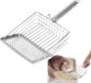 Merkloos / Sans marque Kattenbakschepje RVS - Poepschep Handvat - Kattenbak Schoonmaken - Dubbele Gat Zeef - 13.5 x 14 cm - Zilver