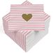 HEKU 100 servetten, 3-laags, 33 x 33 cm, hart op roze-witte strepen