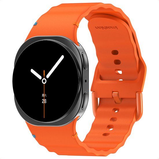 imoshion Wave Siliconenband - Geschikt voor Samsung Galaxy Watch 8 (40/44mm) / Classic (46mm) - Oranje