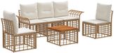 vidaXL - Extérieur - canapé - ensemble - 6 - pcs - Naturel - et - Crème - Blanc - Polyester