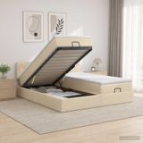 Maison Exclusive - Lit Ottoman avec matelas avec tête de lit 2 pièces Crème Tissu