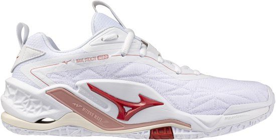 Mizuno Wave Stealth Neo Dames Handbalschoenen Wit/Roze Elegant/Lava Watervallen Maat 39