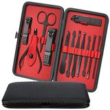 iSOUL Nagelknipper Manicure Set 12 Stuks Mannelijk/Vrouwelijk Rvs Professionele Nagelknipper Set Roestvrij Staal Grooming Kit voor Dikke Nagels Cuticle Remover Teen Nail Teennagel Care Cutter Pedicure