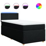 vidaXL Boxspringbed met matras, stof, zwart, 90x190 cm