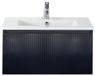 BES LED Frozen 3D Badmeubelset 80 cm - Greeplijst in Kleur - Zwart Mat - Keramische Wastafel Wit 1 Kraangat