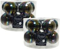 Decoris Kerstballen set - 20x stuks - glas - zwart/parelmoer - 6 cm - glans