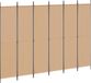 vidaXL 6-Paneel Kamerscherm Beige 300 x 220 cm Stof