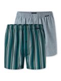 Schiesser 2Pack Boxershorts Geweven - Blauw/Groen Geruit - 100% Katoen - Heren - Maat L