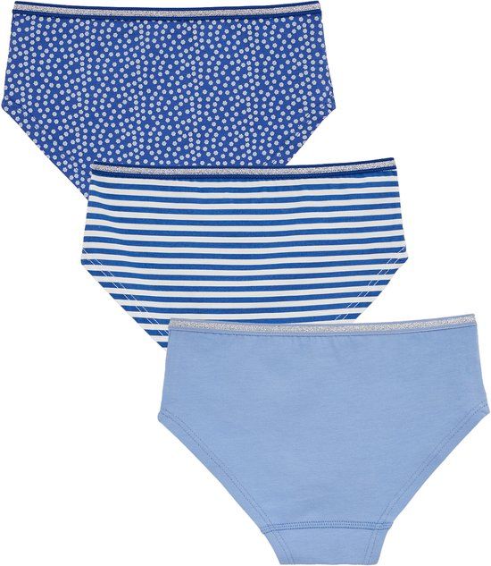 WE Fashion Meisjes slips - 3-pack - Blauw - Gestreept - Maat 158/164