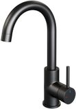 Brauer Black Carving Hoge Opbouw Wastafelmengkraan met Draaibare Ronde Uitloop Model A Mat Zwart