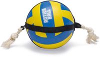 Beeztees Action Volleybal met Touw - Hondenspeelgoed - Rubber - Blauw/Geel - 48x20,4x20,4cm