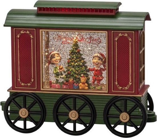 Konstsmide LED kerstlantaarn treinwagon met kinderen - Rood - Binnen