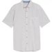 Tom Tailor - Regular fit overhemd met korte mouwen en linnen - Maat S - white leaf green small stripe