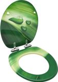 vidaXL Toiletbril met soft-close deksel, waterdruppel, MDF, groen
