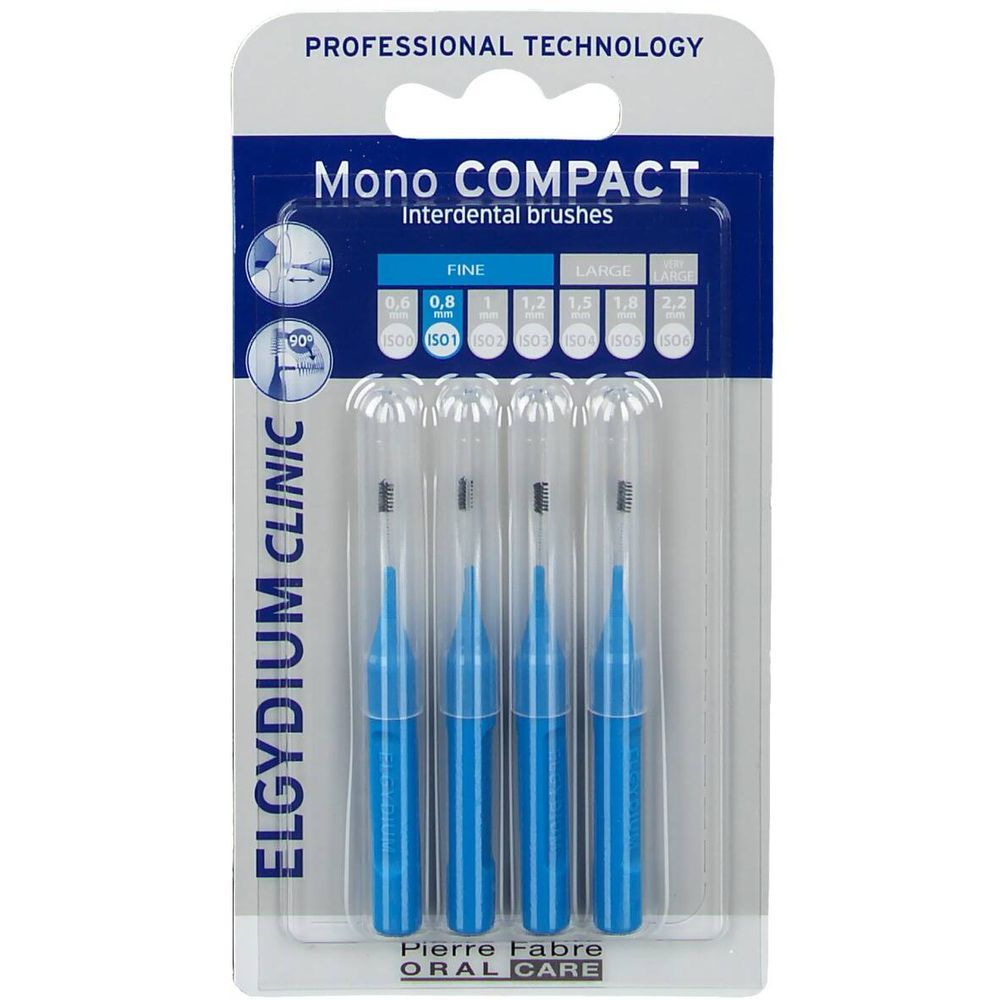 Elgydium Clinic Mono Compact Interdental Brush Fine 0.8mm Blue 4 pieces