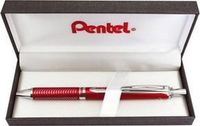 Pentel BL407B-BOX EnerGel Liquid Gel Roller Sterling met mat-rode behuizing, lijndikte 0,35 mm, kogeldiameter 0,7 mm, zwart