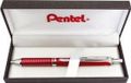 Pentel BL407B-BOX EnerGel Liquid Gel Roller Sterling met mat-rode behuizing, lijndikte 0,35 mm, kogeldiameter 0,7 mm, zwart