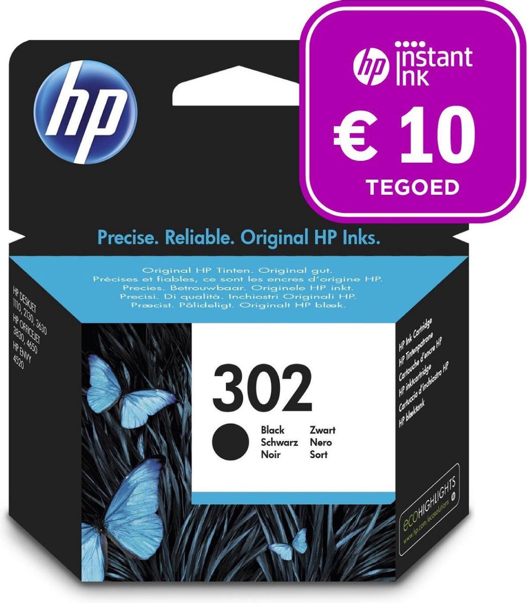 HP 302 - Inktcartridge zwart + Instant Ink tegoed