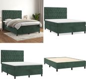 vidaXL Boxspringbed met pocketveringmatras, fluweel, donkergroen, 140x190 cm