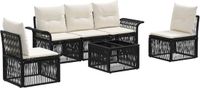vidaXL Tuinbank - Set - 5 zitplekken - Zwart - Polyrattan