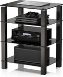 FITUEYES Audiokast Rack HiFi plank glas en aluminium 600x455x770mm AS406002GB