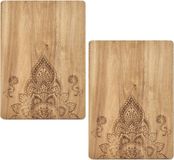 Zeller 2x Rechthoekige houten snijplanken met mandala print 40 cm