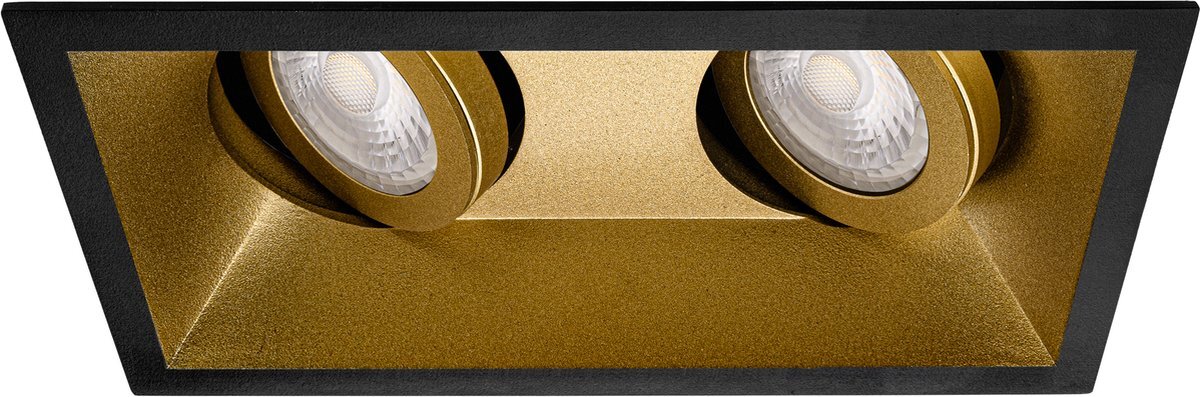 Philips Premium Inbouwspot Zeynel Zwart met goud Verdiepte dubbele spot Warm Glow Met LED