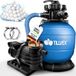 tillvex Filtre à sable pour piscine avec minuterie 10 m³/h incl. 800g balles filtrantes Bleu
