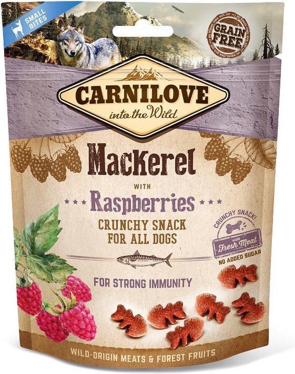 Carnilove Crunchy hondensnack Makreel / Framboos 200 gr
