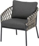 AVH-Collectie Amalfi low dining tuinstoel antraciet zand rope