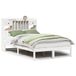 vidaXL Lit en bois massif avec étagère, sans matelas, blanc, 135x190 cm, pin