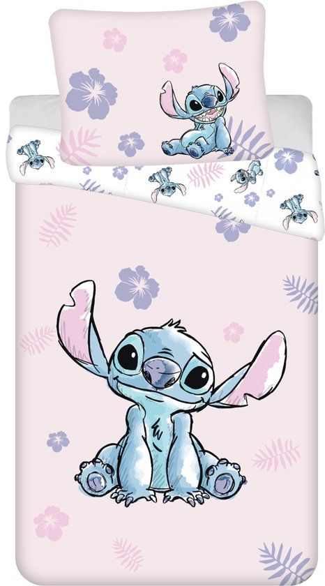 4KidsOnly Jerry Fabrics Lilo en Stitch dekbedovertrek roze 140 x 200 cm - 70 x 90 cm - Katoen