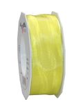 PRÄSENT Lyon Lint Met Draadrand Lichtgeel, 25 M Decoratief Voor Versieren en Knutselen, 40 Mm Breed, Licht Buigzaam, Voor Feestelijke Decoraties Bij Speciale Gelegenheden