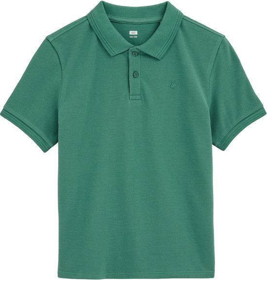 WE Fashion Jongens polo groen Katoen Polokraag Korte mouw Regular Fit Maat 170/176