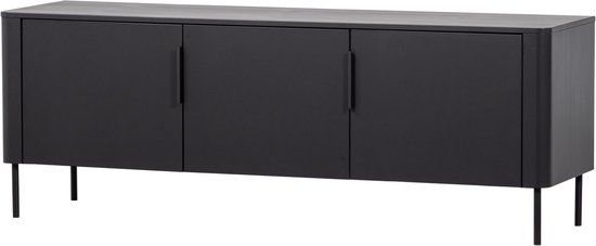 WOOOD Gunnar Tv Meubel - Grenenhout - Matzwart - 56x154x44