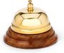 Maritim bel de comptoir laiton massif or avec bois - Pied 8x6cm cloche de table 11587