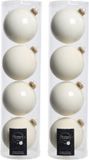 Decoris Boules de Noël - 16 pièces - Laine Blanc - 10 cm Diamètre - Verre