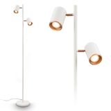 BRILONER - Staande lamp met snoerschakelaar, draaibare spots, 2x GU10 fitting, leeslamp, woonkamerlamp, slaapkamer decoratie, uplighter, vloerlamp, 22x159,5cm, lichtgrijs-koffie