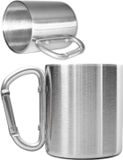 Wan GmbH Tasse de camping robuste avec mousqueton - 250 ml - argent - acier inoxydable