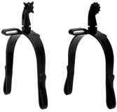 Hispano Hípica Hispano Hipica Country Black Oxide Coating Long Straight Neck Rowel English Sporen Zwart