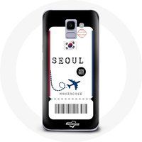 Maniacase Hoesje voor Samsung Galaxy A8 2018 Vliegticket Seoul Zuid-Korea
