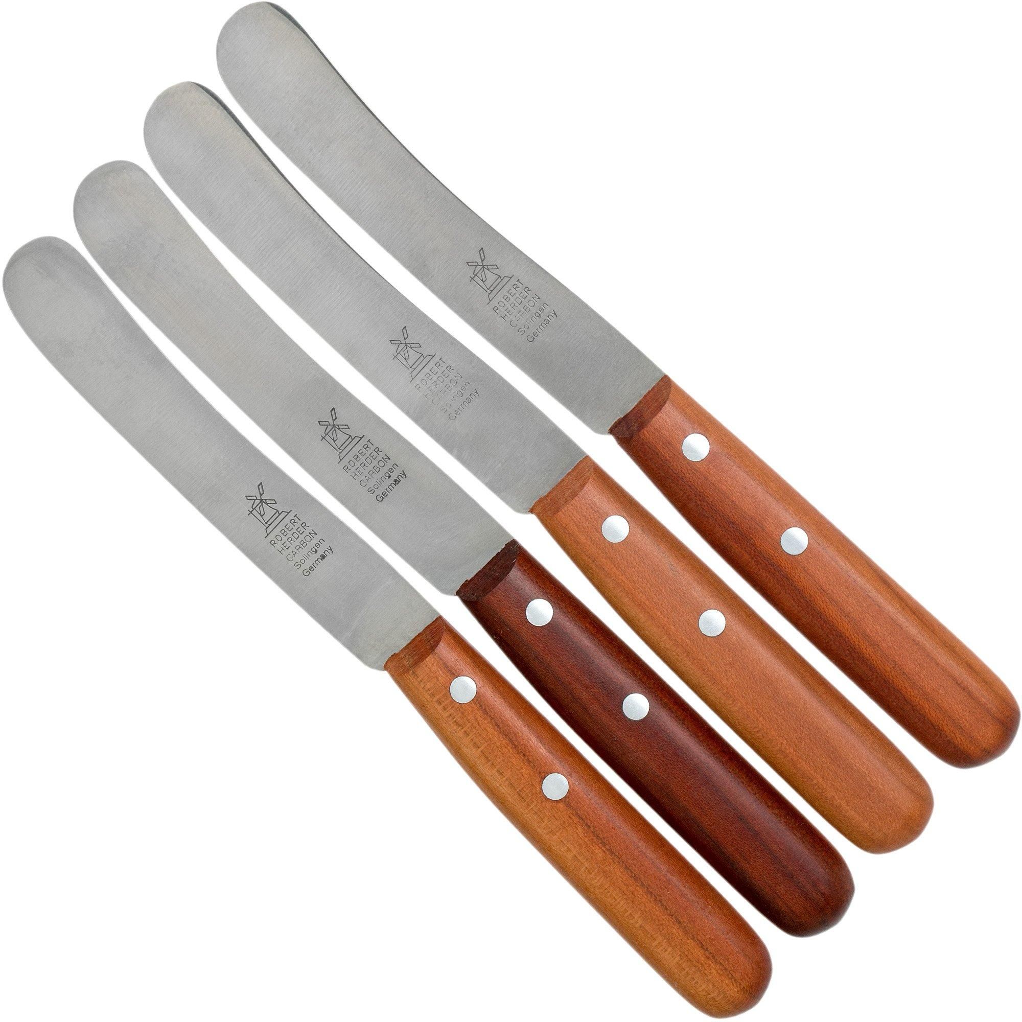 Robert Herder Buckels ontbijtmessenset - 4 stuks - pruimenhout - carbon