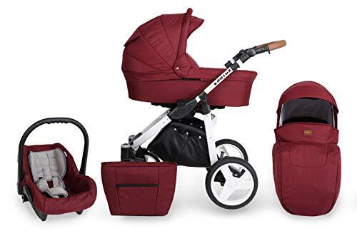 Lux4Kids Kinderwagen 3in1 2in1 Isofix kinderwagen set + accessoires kleurselectie Rotax White van ChillyKids W-Plum 010 3in1 (inclusief autostoeltje)