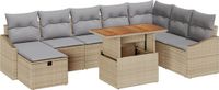 vidaXL Tuinbank - Set - 9 - st - Beige - poly - rattan